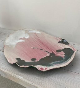 Pink platter, stoneware - h:5cm, dia:41cm - £240