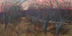 Winter Orchard With Red Apples, oil on board - £4,750