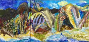 Seychelles,Triptych, acrylic, 40x28" each canvas, unframed - £6,750