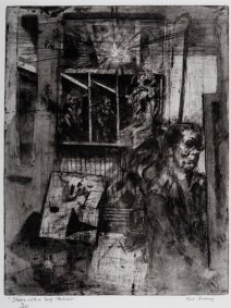 Night Studio with Self Portrait, original 1978 etching reprinted 2015, edition 9/45 - £600 framed, £500 unframed