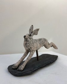 Small Leaping Hare on Base, Raku - £495 NOW SOLD