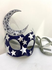 Silver Moon and Stars, Masquerade Mask, mixed media - £150