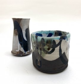 Black clay vessels with various slips, glazes and oxides - £120