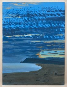 Winchelsea Beach, Sunset Study I, oil on board, 23.5x28.5cm inc. frame - £245