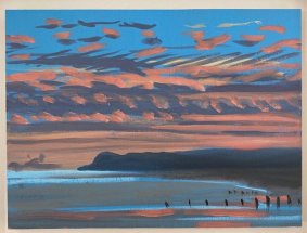 Winchelsea Beach, Sunset Study IV, oil on board, 23.5x28.5cm inc. frame - £245 NOW SOLD
