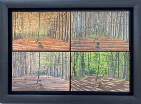Brede High Woods, Beech, Quadriptych, oil on board, 53x72cm inc. frame - £1,200