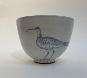 Deep White Bowl with Curlew, earthenware - £60