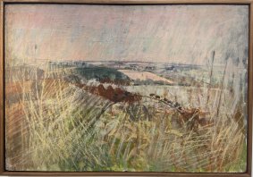 Pink Landscape, Egerton, Kent, oil on board - £4,750