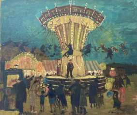 Merry Go Round, Funfair, oil on canvas - £5,300