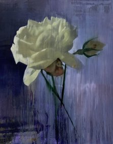 Rose On Blue, oil on canvas, 77x62cm - £4,500