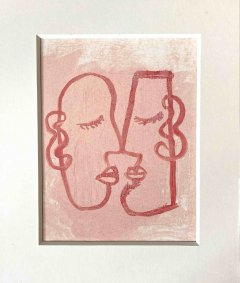 Pink Smoochers, unique monotype, 1/1 - £350 NOW SOLD