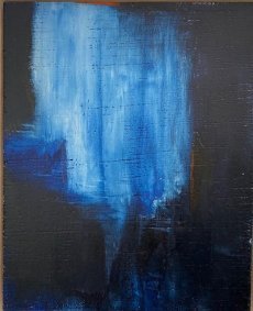 Small Blue, oil on board, 23.5x28.5cm inc. frame - £325