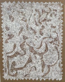 Arabesque (White) acrylic / gesso on sack cloth, 74.5x93cm unframed - £960