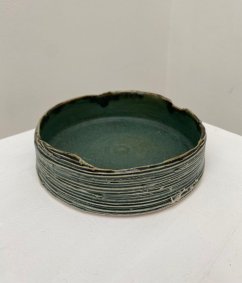 Flat Dish Groovy Range “Sea Green”, stoneware, h:4cm, dia:13.5cm - £45