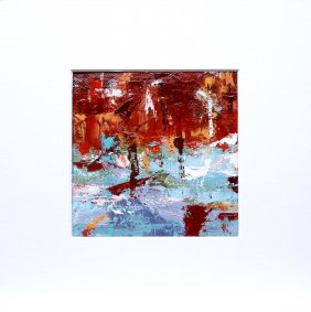 Canal, oil on canvas, 25.5x25.5cm inc. frame - £350