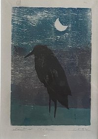 Winter Moon, woodcut, 32.5x39cm inc. frame - £375