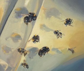 Bumble Bee, 246-253, oil on board, 20x23.5cm inc. frame - £800