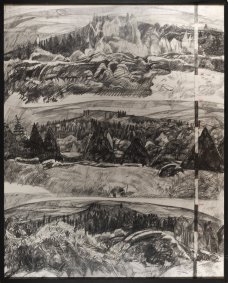 Carnan Hill, 3 Levels, graphite and charcoal on paper - £5,750
