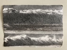 Storm At Winchelsea, charcoal on handmade paper, 48x58cm inc. frame - £590
