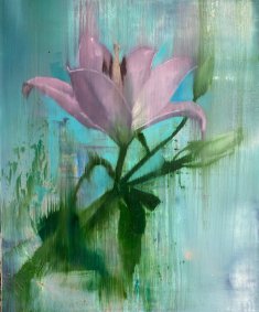 Pink Lily, oil on copper, 28x23cm - £1,400