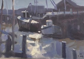 Boats, Rye Town, 2017, 24.5x34cm inc. frame - £475