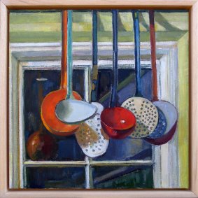 Enamel Spoons In The Kitchen Night Study ii, oil on board - £750