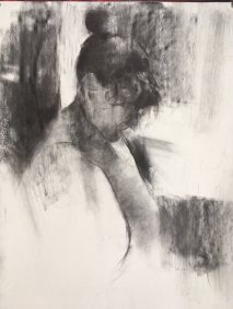 Crouching Figure, Life Drawing, charcoal on Fabriano paper - £900