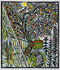 Picking Apples, linocut - £355 NOW SOLD