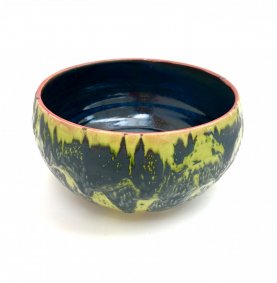 Black and Yellow Bowl, hand painted stoneware - £120