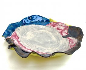 Multi colour layered Platter, hand painted stoneware - £325
