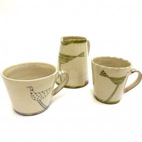 Selection of hand painted functional Earthenware pottery, please ask for prices