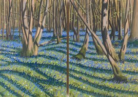 Brede High Woods, Bluebells, Diptych, oil on mounted boards, 29.5x42cm unframed - £695