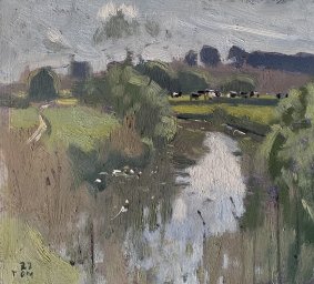 River Rother at Newenden, May 2022, oil on board - £495
