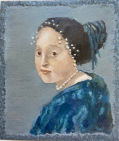 Lady at a Virginal, from the series of Vermeer’s Girls, oil on wood - £360