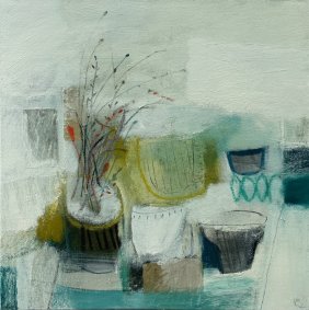Table Collection 4, 20.5x25.5cm (unframed size) mixed media and collage on board - £795