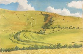 Long Man of Wilmington, oil on board - £395 NOW SOLD