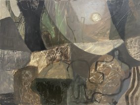 Evolution of Landscape, oil and graphite laid on gesso board, 46x61cm - £990