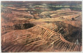 Kent Landscape with Bird Scarers, oil on board - £3,250 unframed £3,800, framed