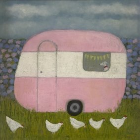 The Pink Caravan, oil on board - £395 NOW SOLD