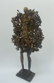 Small standing figure with Elderflower, cast bronze - £450