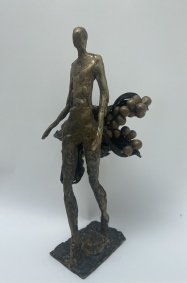 Walking Figure with Lily Berries, cast bronze - £450