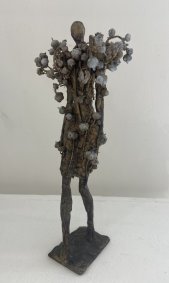 Medium walking figure with Brambles and White patina, cast bronze - £850