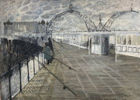 Jacqueline Stanley ARCA HRHA (1928-2022) 'Fishing Off Brighton Pier, 1966' - limited numbered edition pigment print on Hahnemühle German etching paper, unframed measurement 70x90cm - £350