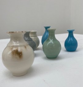 Miniature vases, glazed & unglazed, various - £18 each