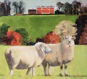Sheep in an Autumn Landscape, oil on canvas, 10x11 ins - £2,000